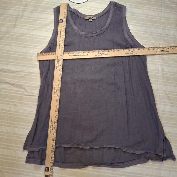 FLAX Top Linen/Cotton Gauze Sleeveless Tunic Long Lavender Lagenlook Womens Sz L - Picture 6 of 8
